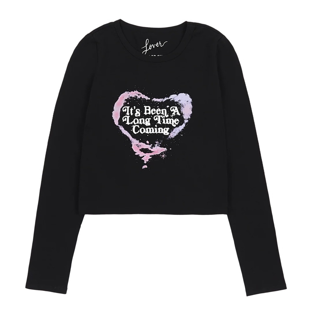 Taylor Swift Black and Pink Lover Cropped Long Sleeve Top